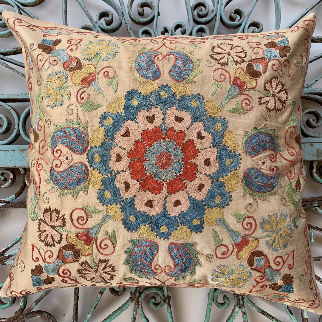 Ottoman Silk Suzani Cushion-Otm025
