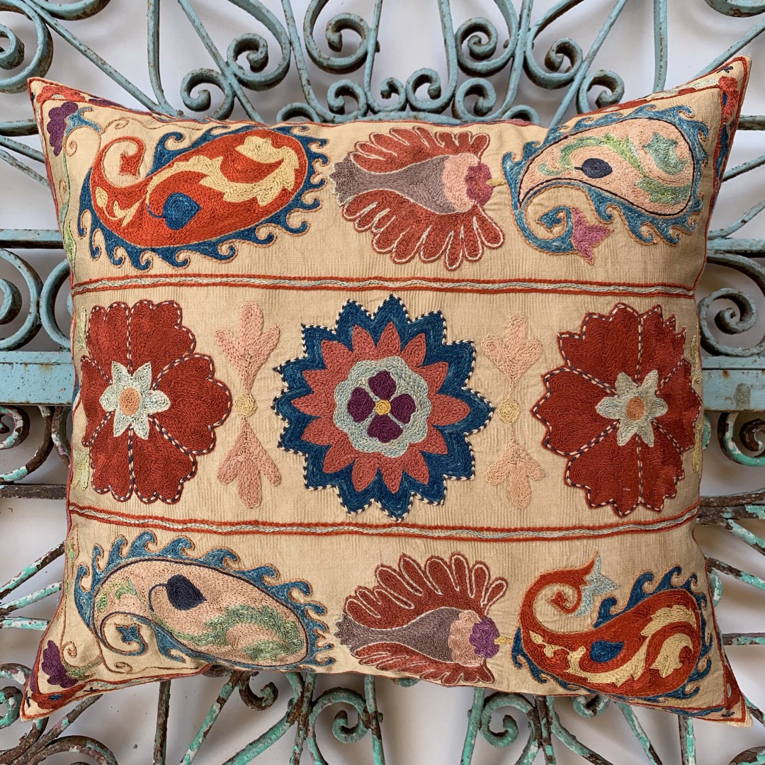 Ottoman Silk Suzani Cushion-Otm030