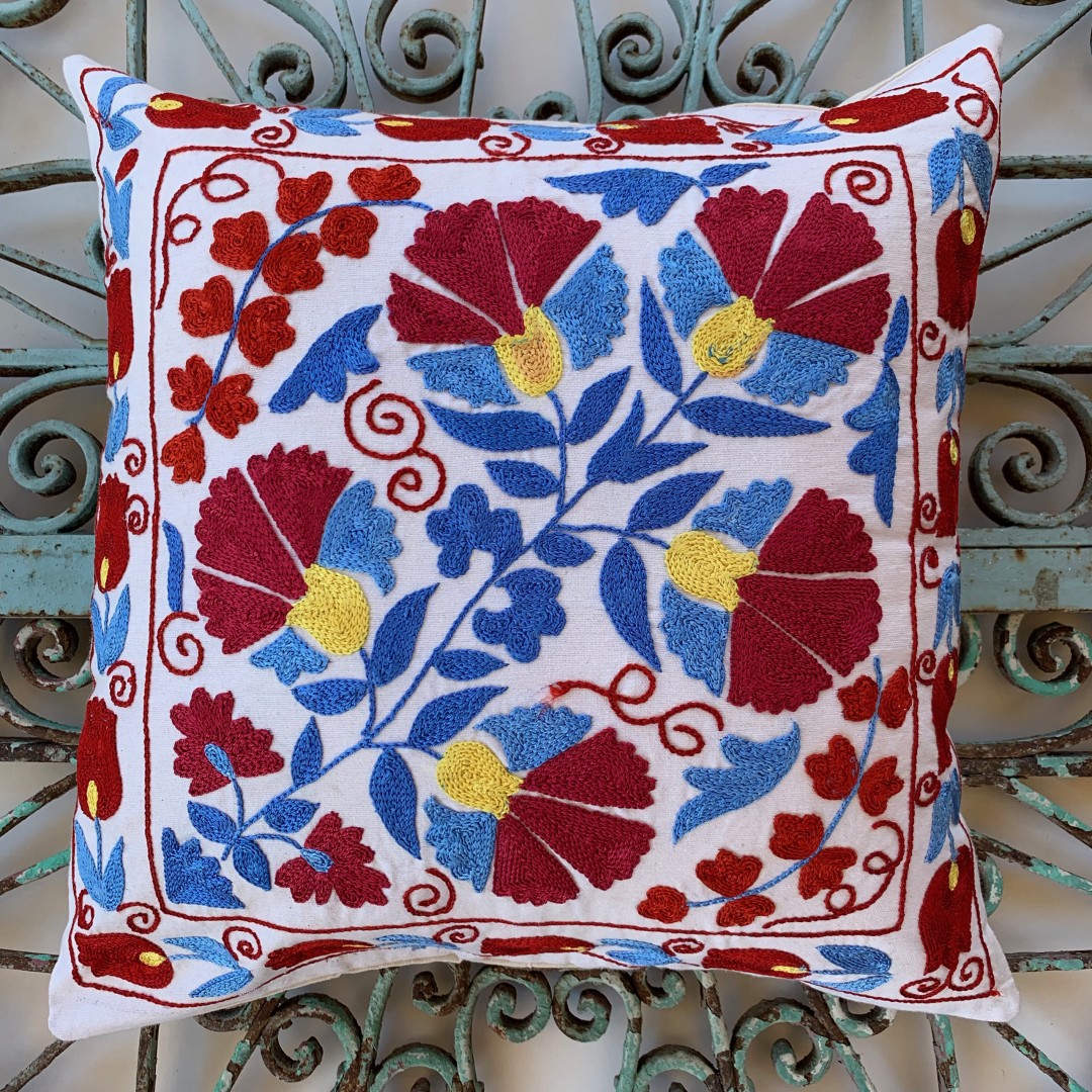 Suzani Silk / Cotton Cushion-Slc001