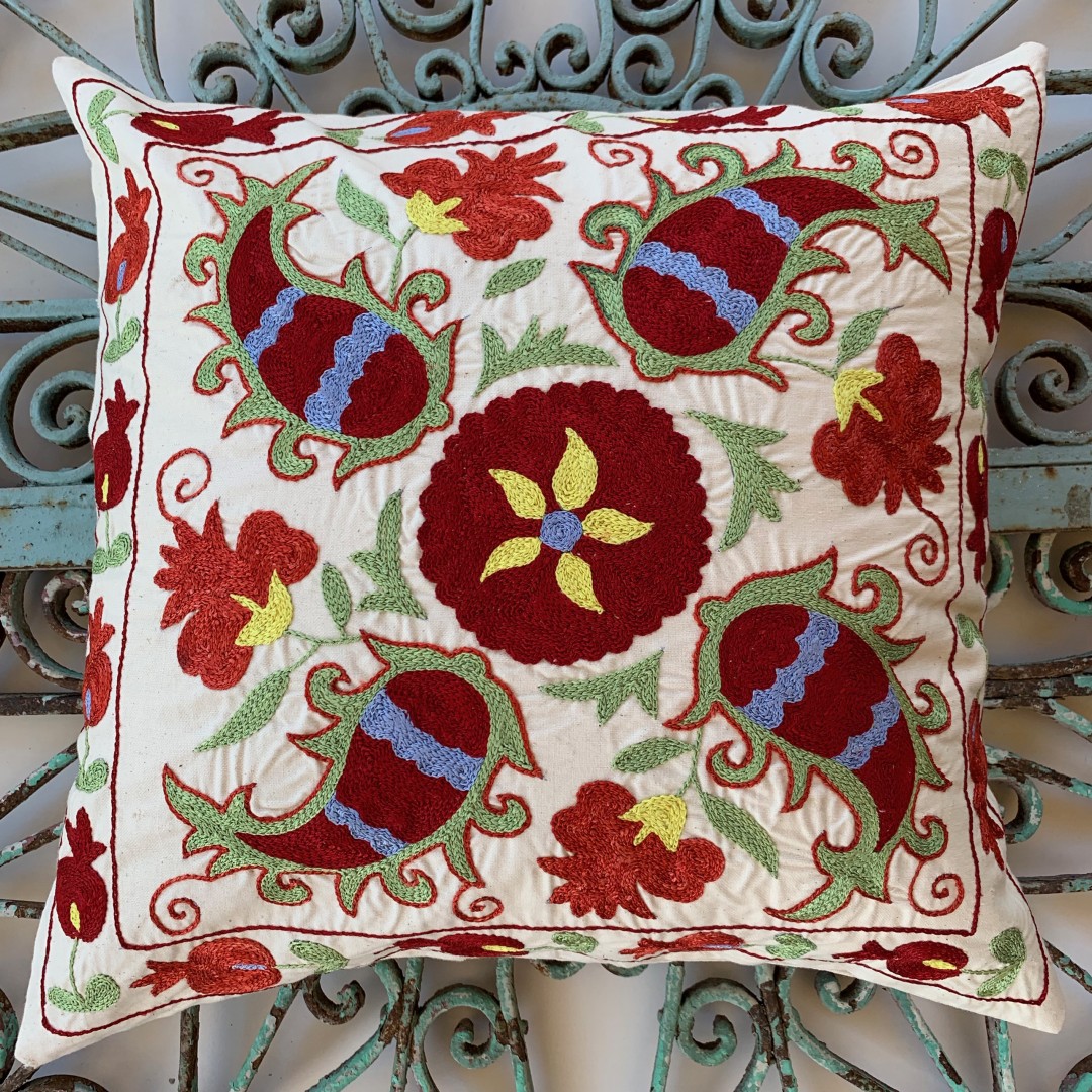 Suzani Silk / Cotton Cushion-Slc004