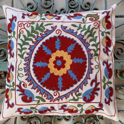 Suzani Silk / Cotton Cushion-Slc009