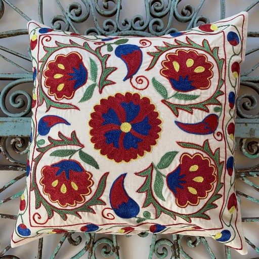 Suzani Silk / Cotton Cushion-Slc010