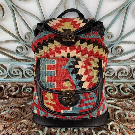 El Yapımı Deri Kilim Çanta BAG005