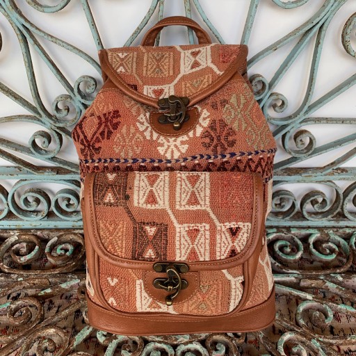 El Yapımı Deri Kilim Çanta BAG007