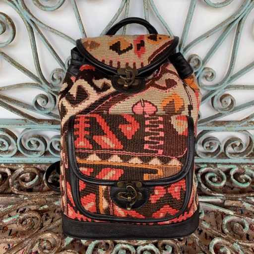 El Yapımı Deri Kilim Çanta BAG008