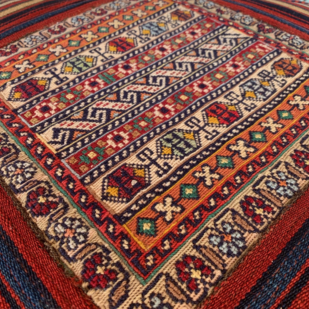 Vintage Kare Kilim Puf KLPF017