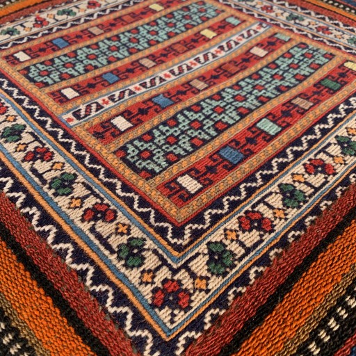 Vintage Square Kilim Pouf-Klpf018