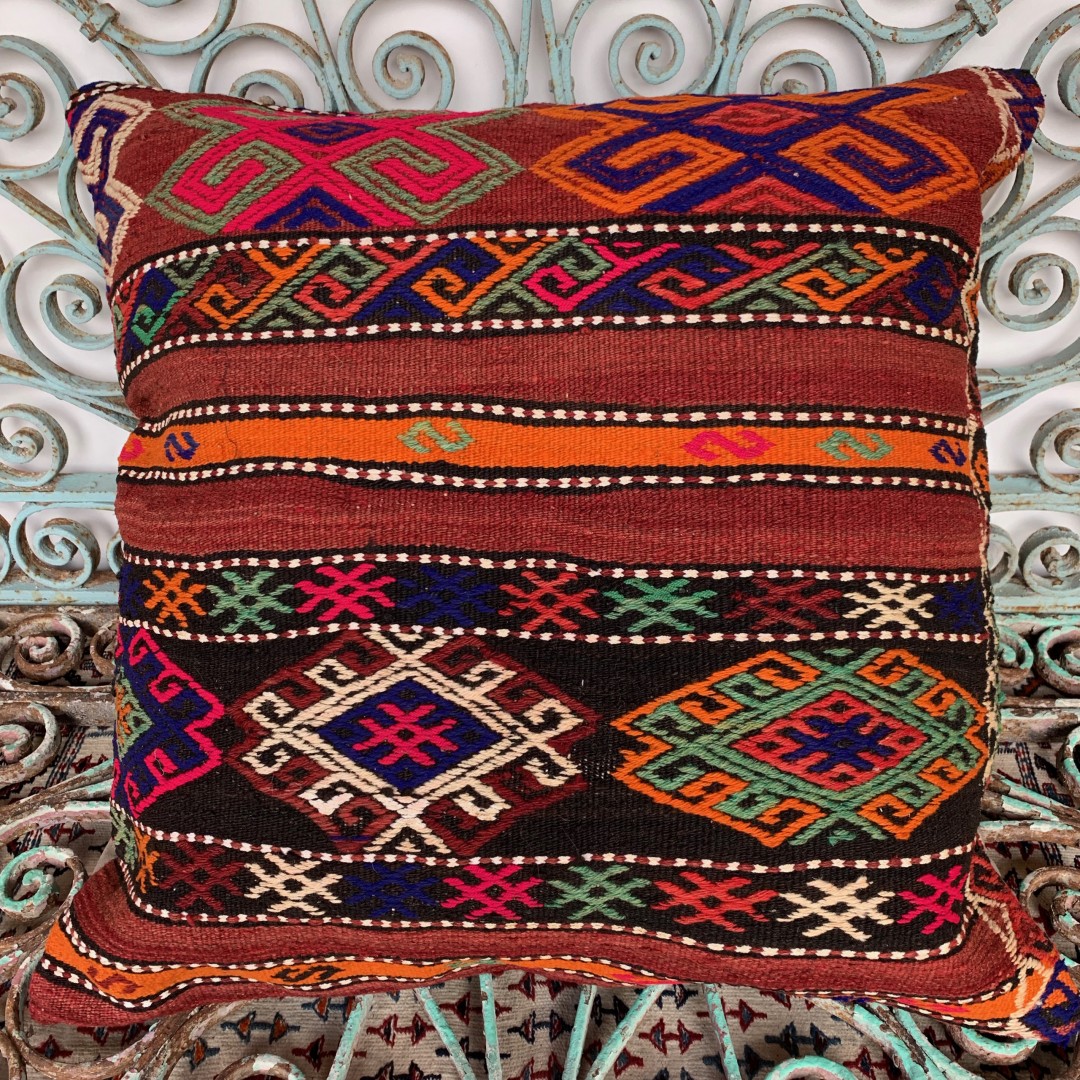 Vintage Kilim Floor Cushion-Klm131