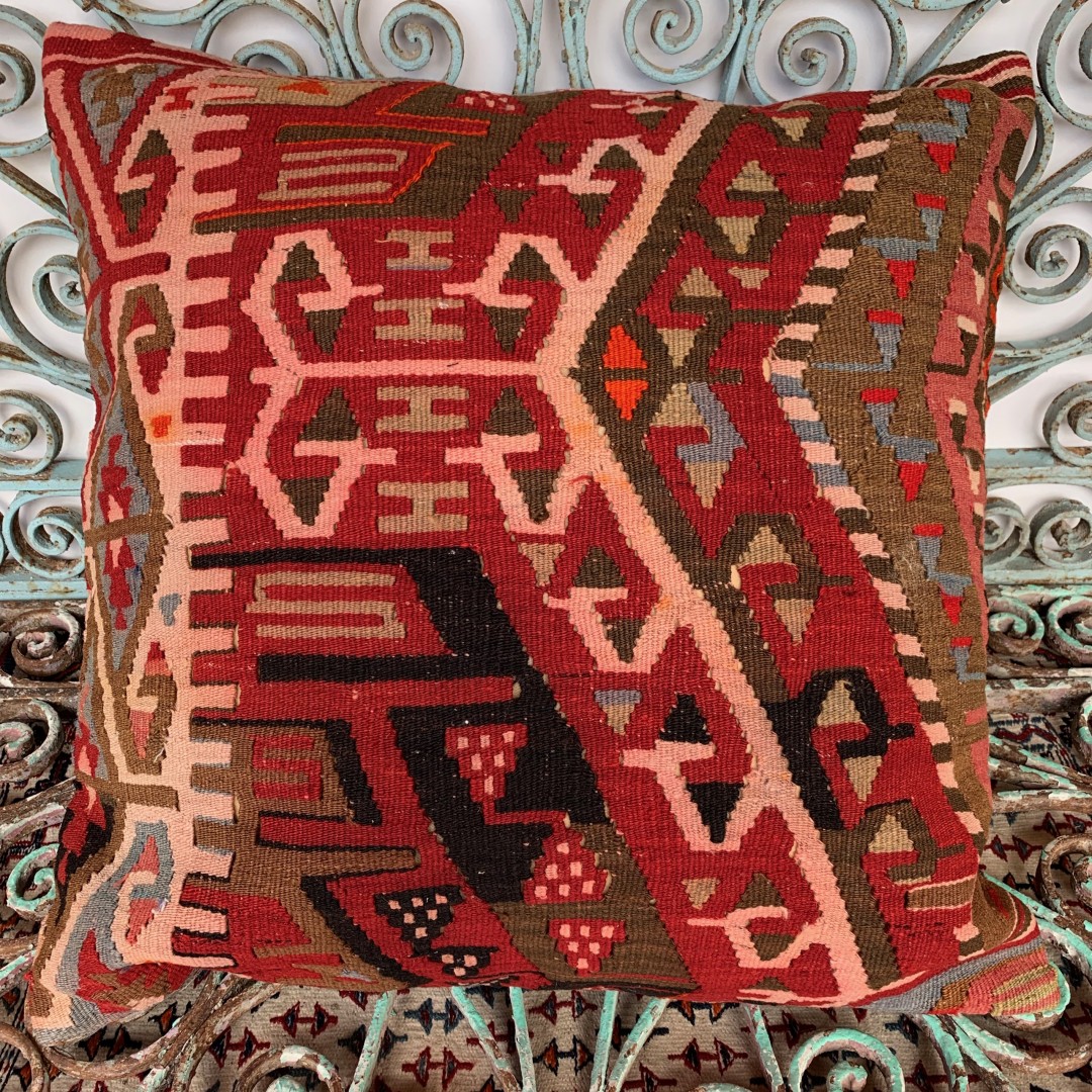 Vintage Kilim Floor Cushion-Klm148